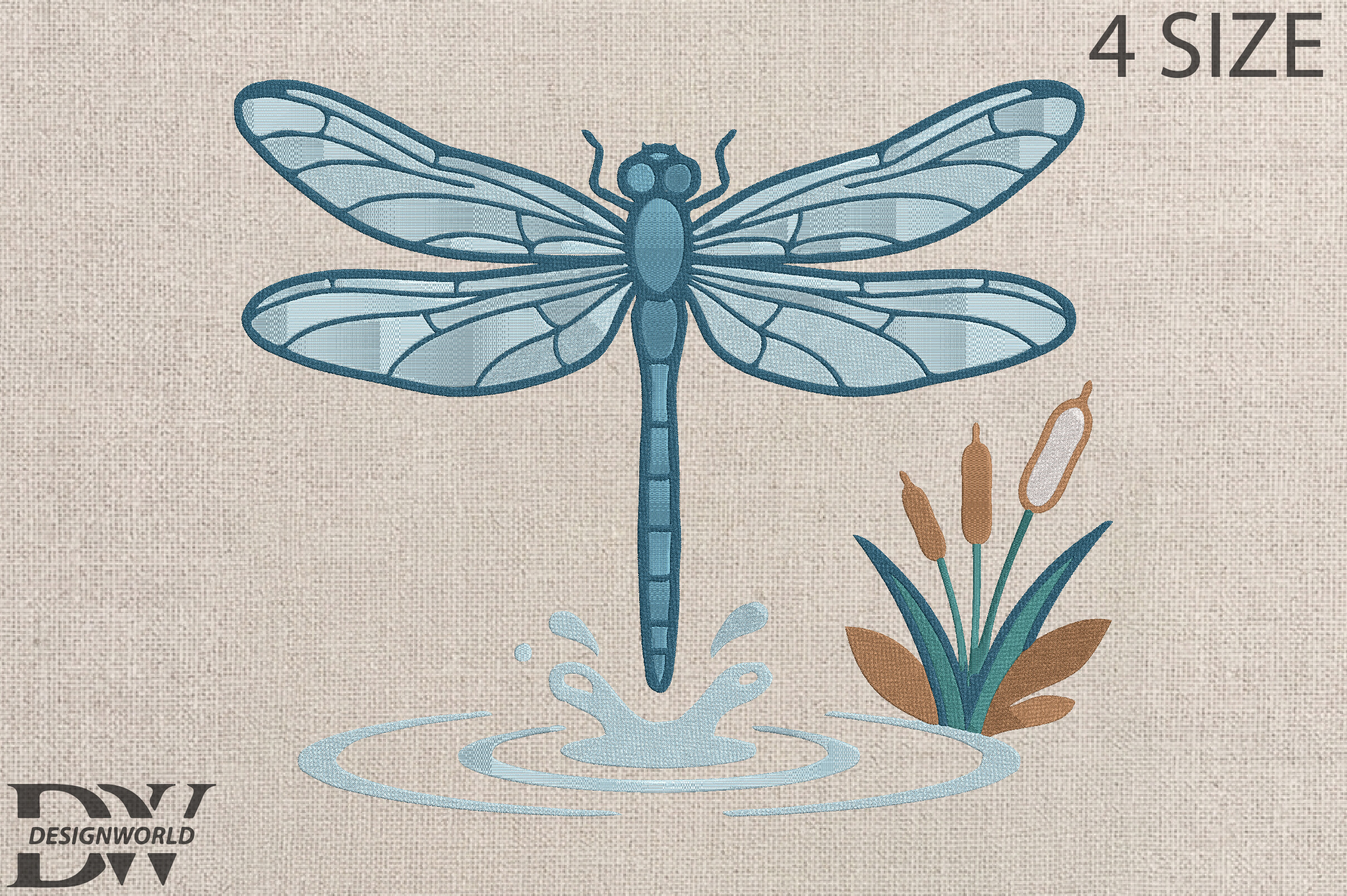 Blue Dragonfly Embroidery Design