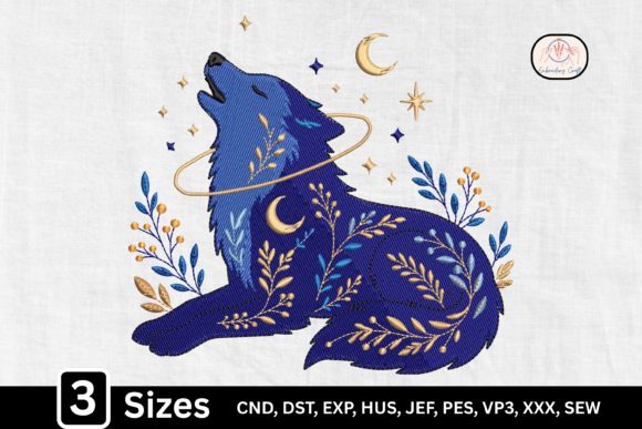 Celestial Mystical Howling Blue Wolf
