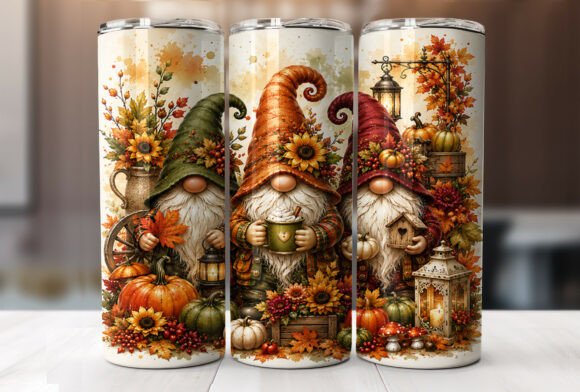 Cozy Fall Gnome Pumpkin 20oz Tumbler PNG