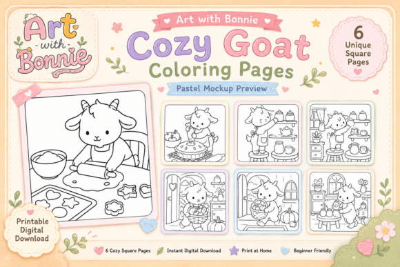 Cozy Goat Baking and Home Coloring Pages
