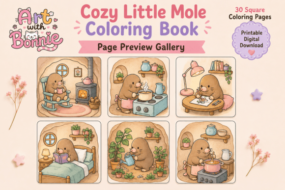 Cozy Little Mole Coloring Pages Pack