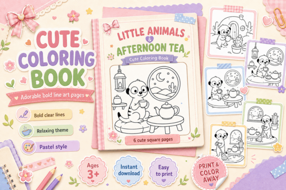 Cozy Meerkat Desert Tea Coloring Pages
