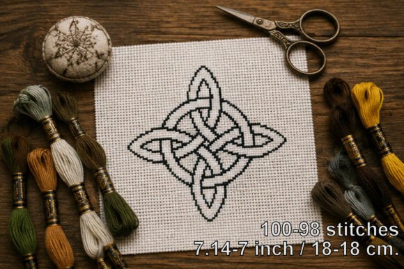 Cross Stitch Celtic Knot 4 Point Black