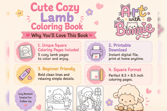 Cute Cozy Lamb Daily Life Coloring Pages