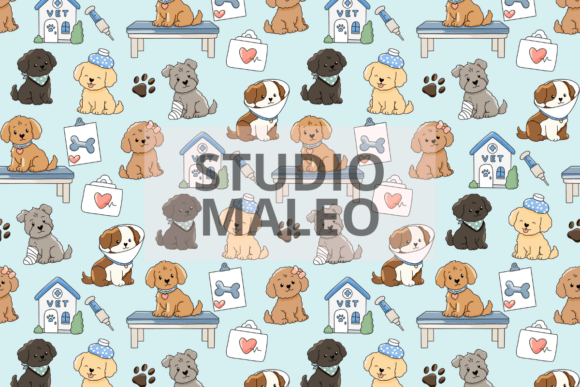 Cute Vet Dog Seamless Pattern
