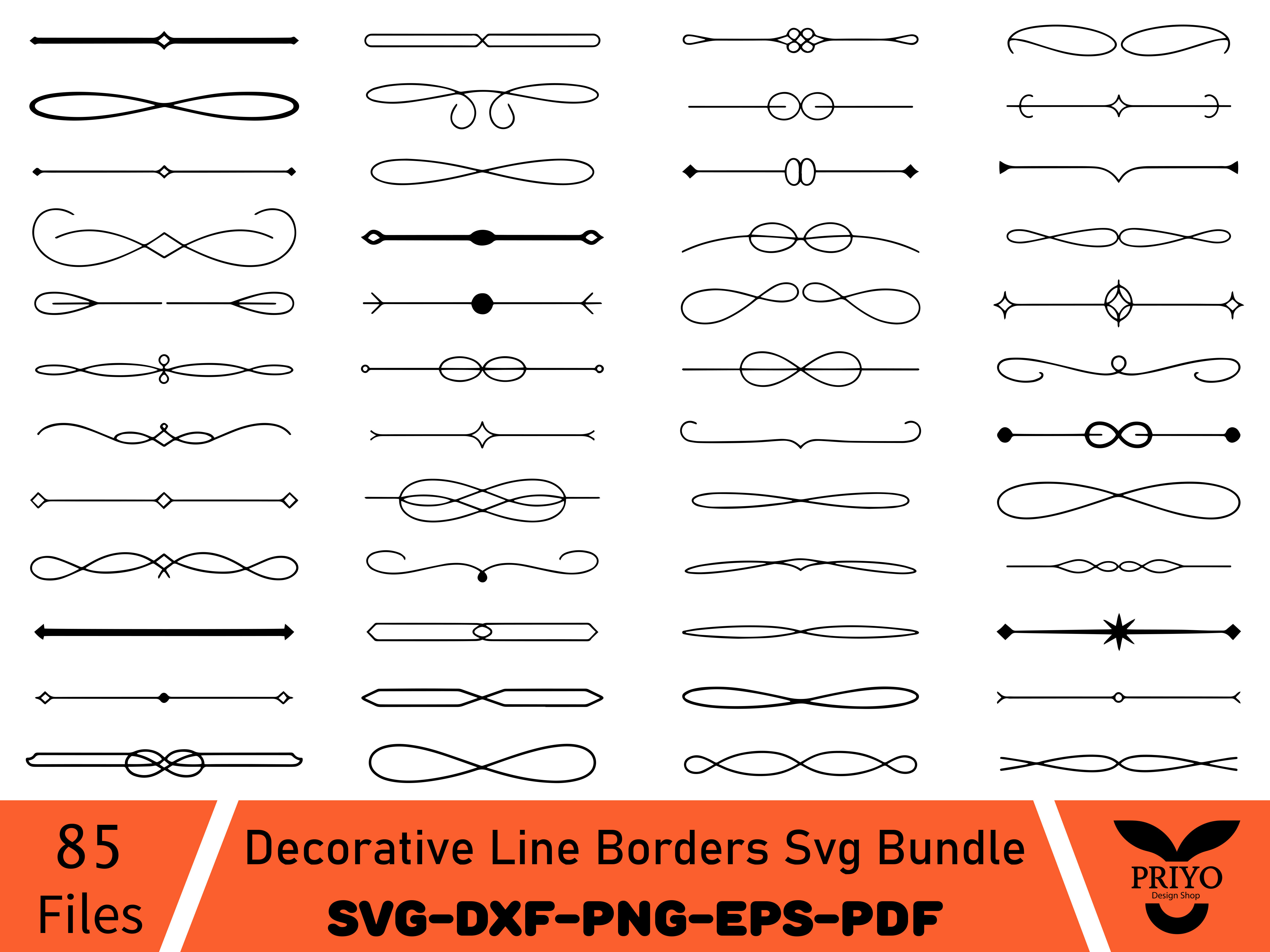 Decorative Line Borders Svg Bundle