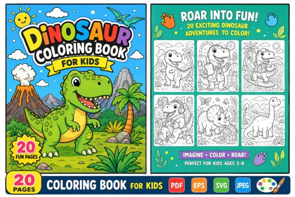 20 Dinosaur Coloring Pages for Kids