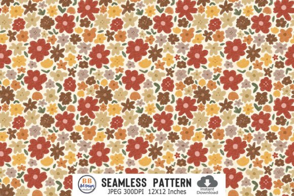 Ditsy Floral Autumn Fall Pattern Paper