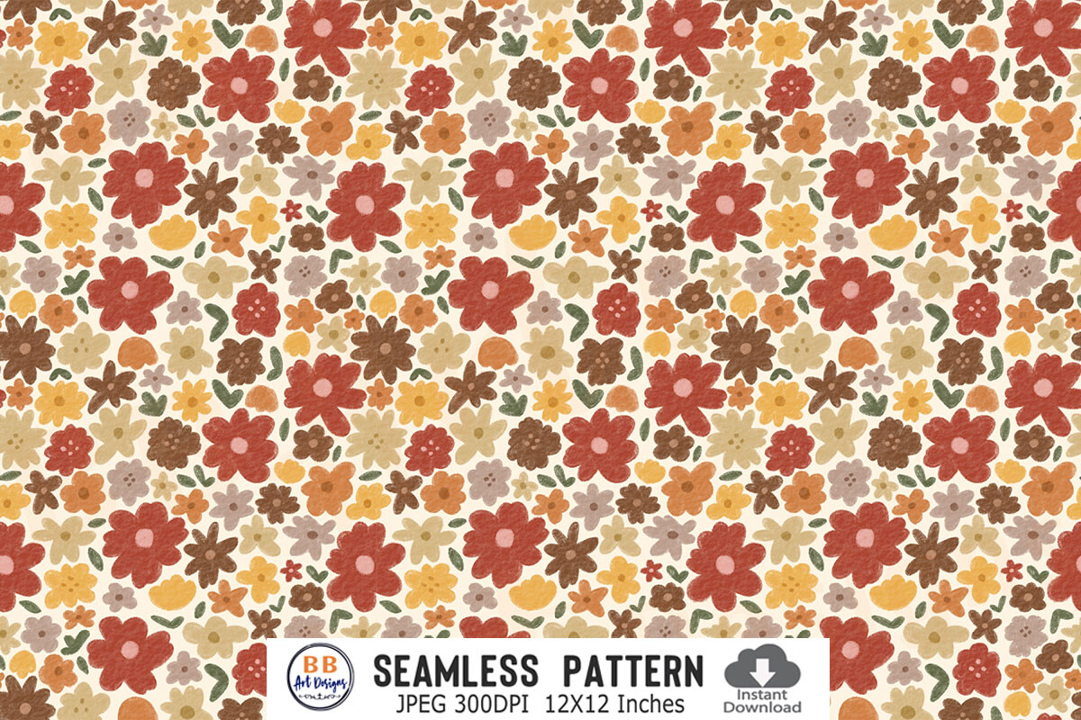Ditsy Floral Autumn Fall Pattern Paper