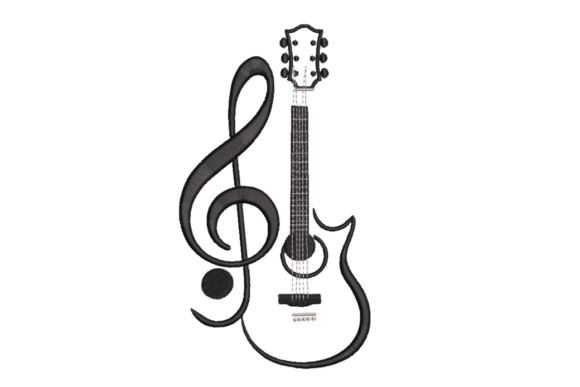 Electric Guitar & Treble Clef – Music