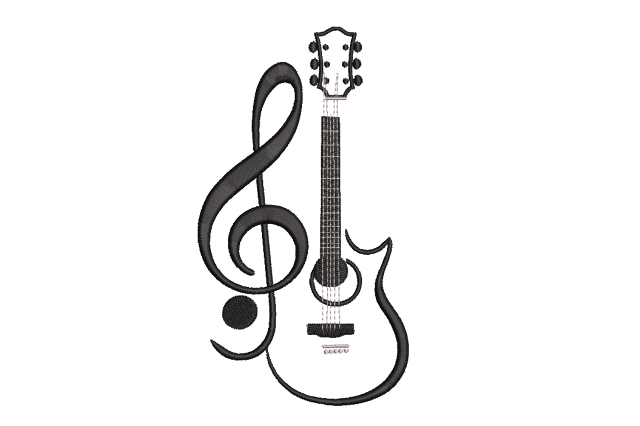 Electric Guitar & Treble Clef – Music