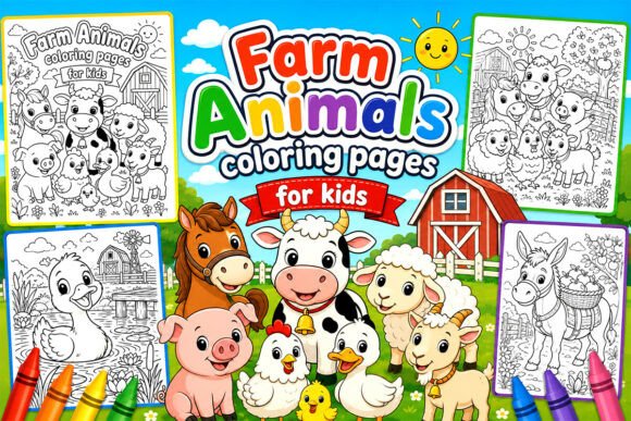 Farm Animals Coloring Pages for Kids