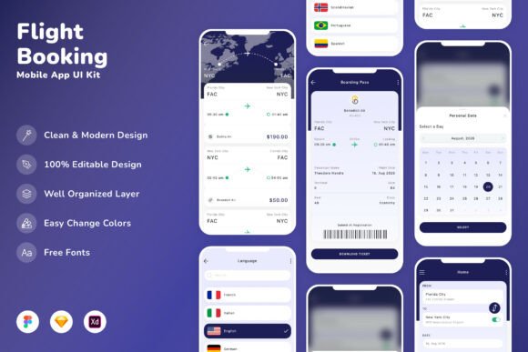 Flight Booking Mobile App UI Kit
