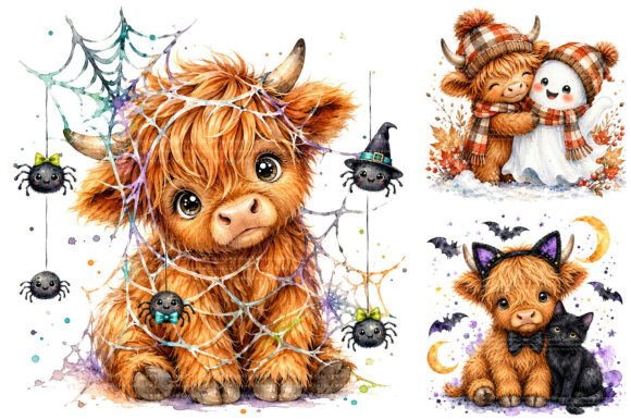 Halloween Highland Cow PNG Bundle