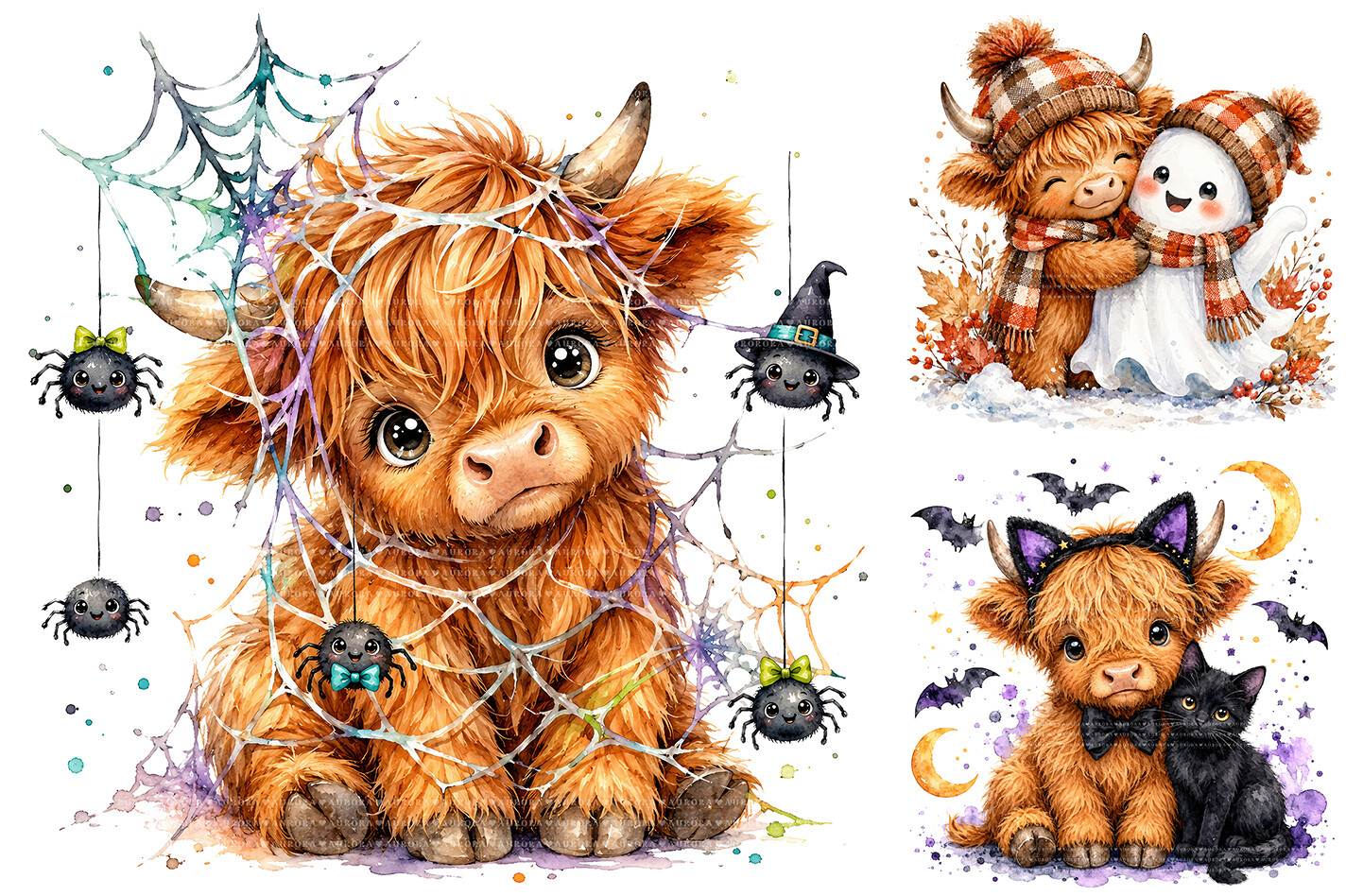 Halloween Highland Cow PNG Bundle