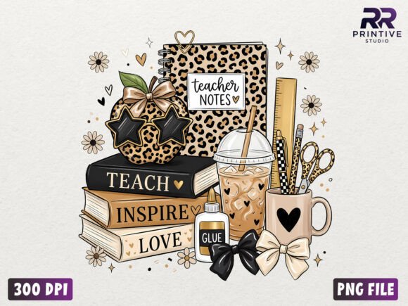 Leopard Teacher Life Coquette PNG
