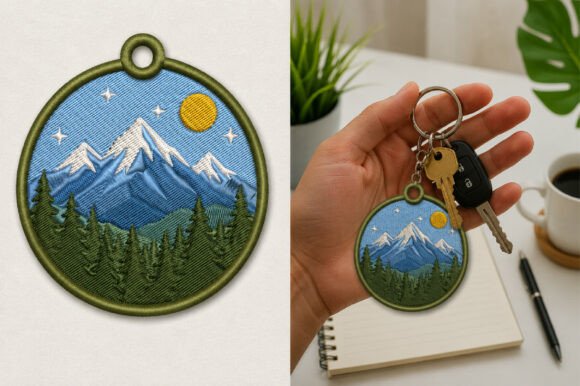 Mountain Keychain Embroidery Design