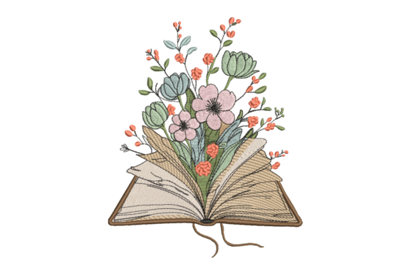 Open Book with Flowers