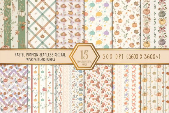 Pastel Pumpkin Seamless Digital Paper