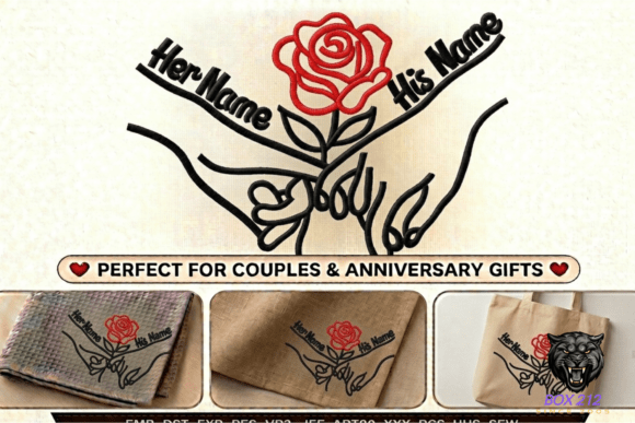 Personalized Rose Machine Embroidery
