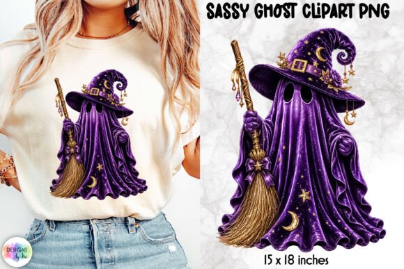 Purple Witch Ghost, Halloween Clipart