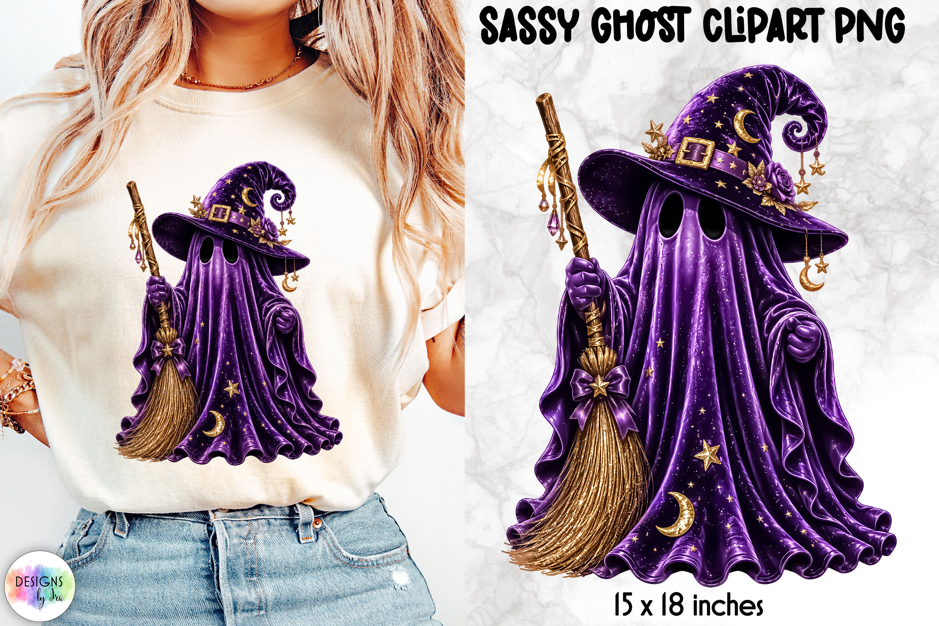 Purple Witch Ghost, Halloween Clipart