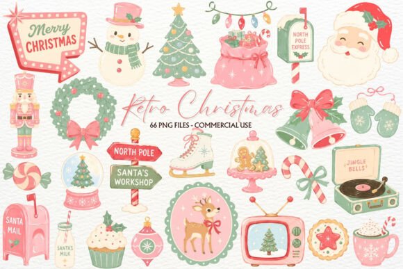 Retro Christmas Clipart Winter Holiday
