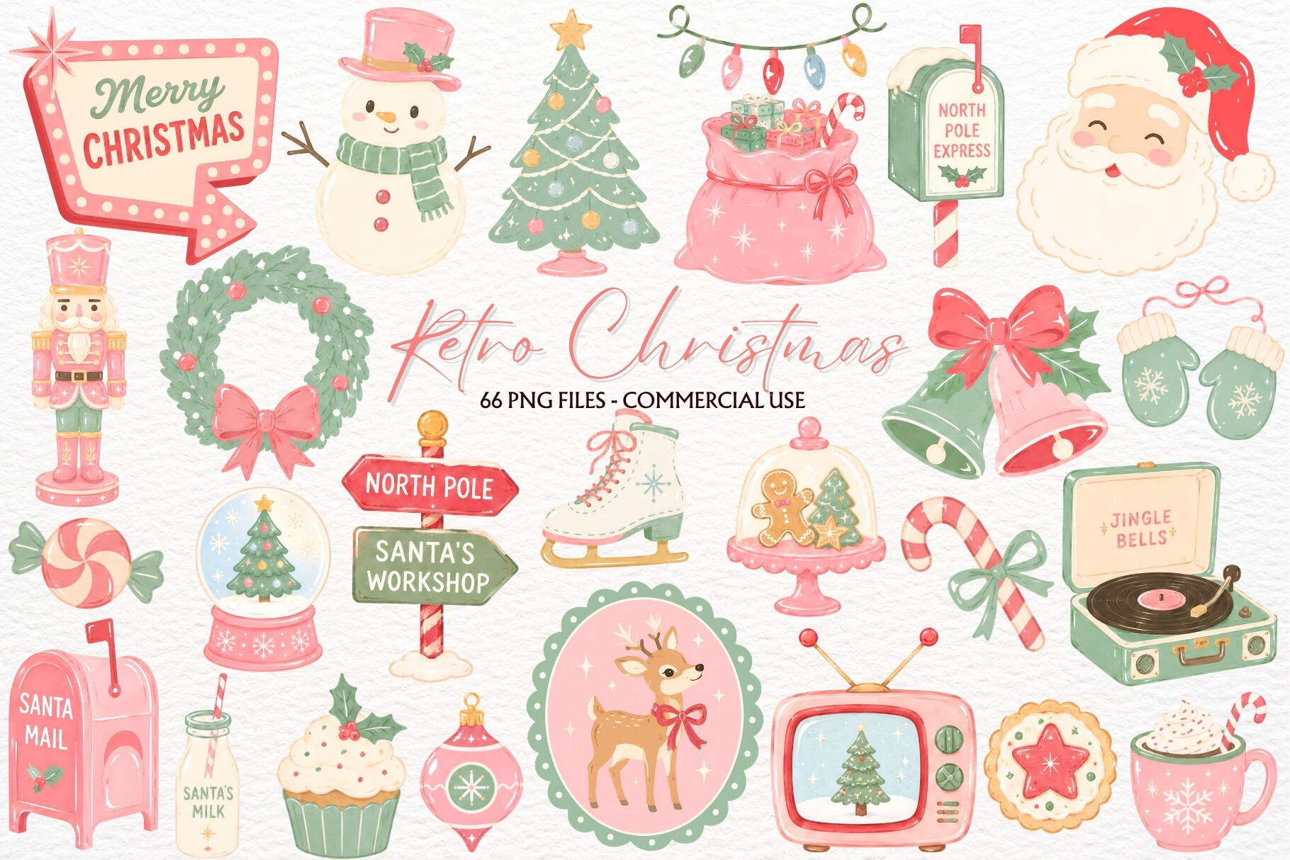 Retro Christmas Clipart Winter Holiday - photo 1