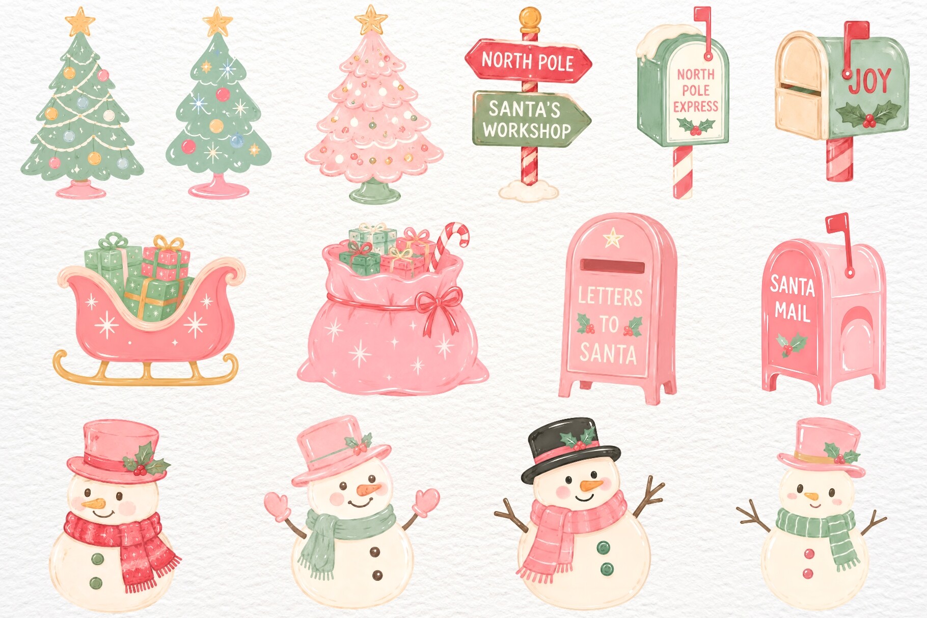 Retro Christmas Clipart Winter Holiday - photo 3