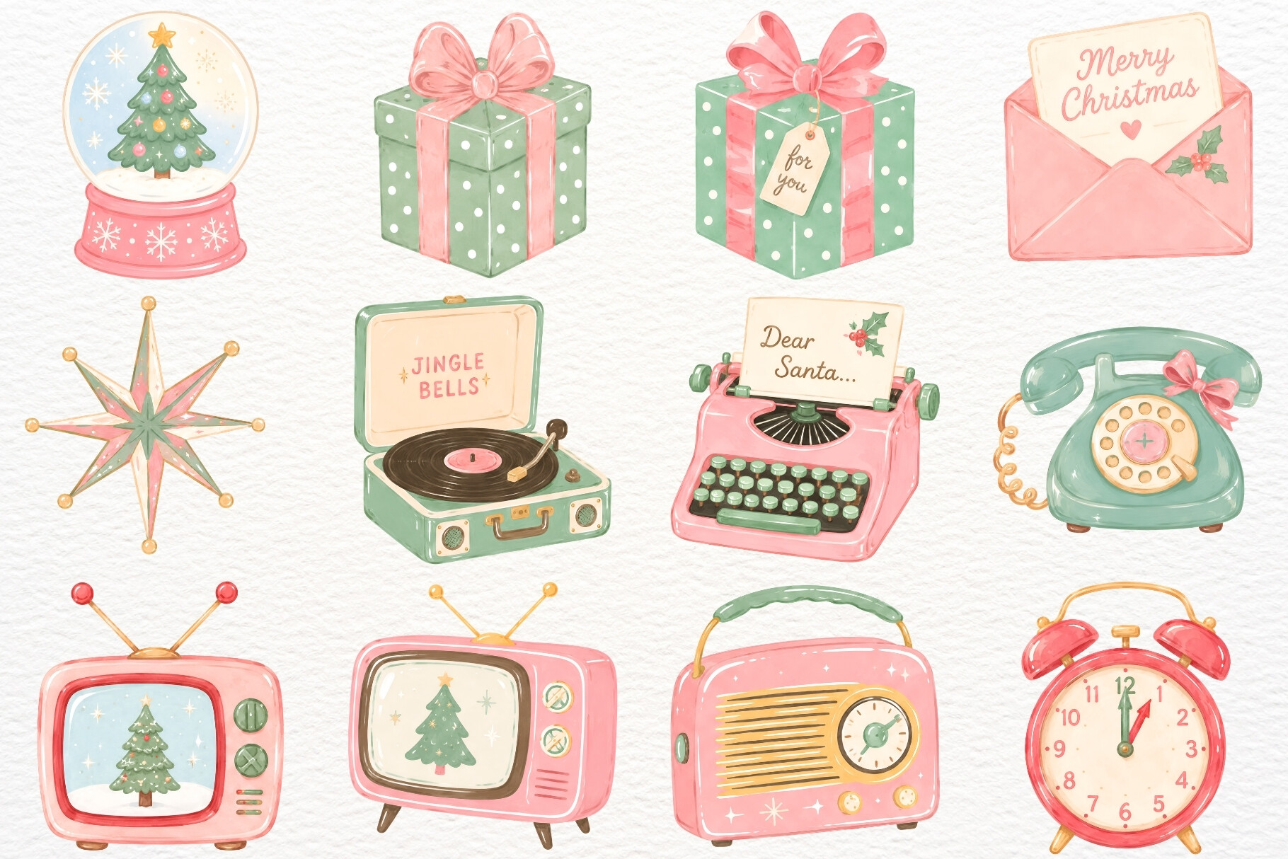 Retro Christmas Clipart Winter Holiday - photo 4