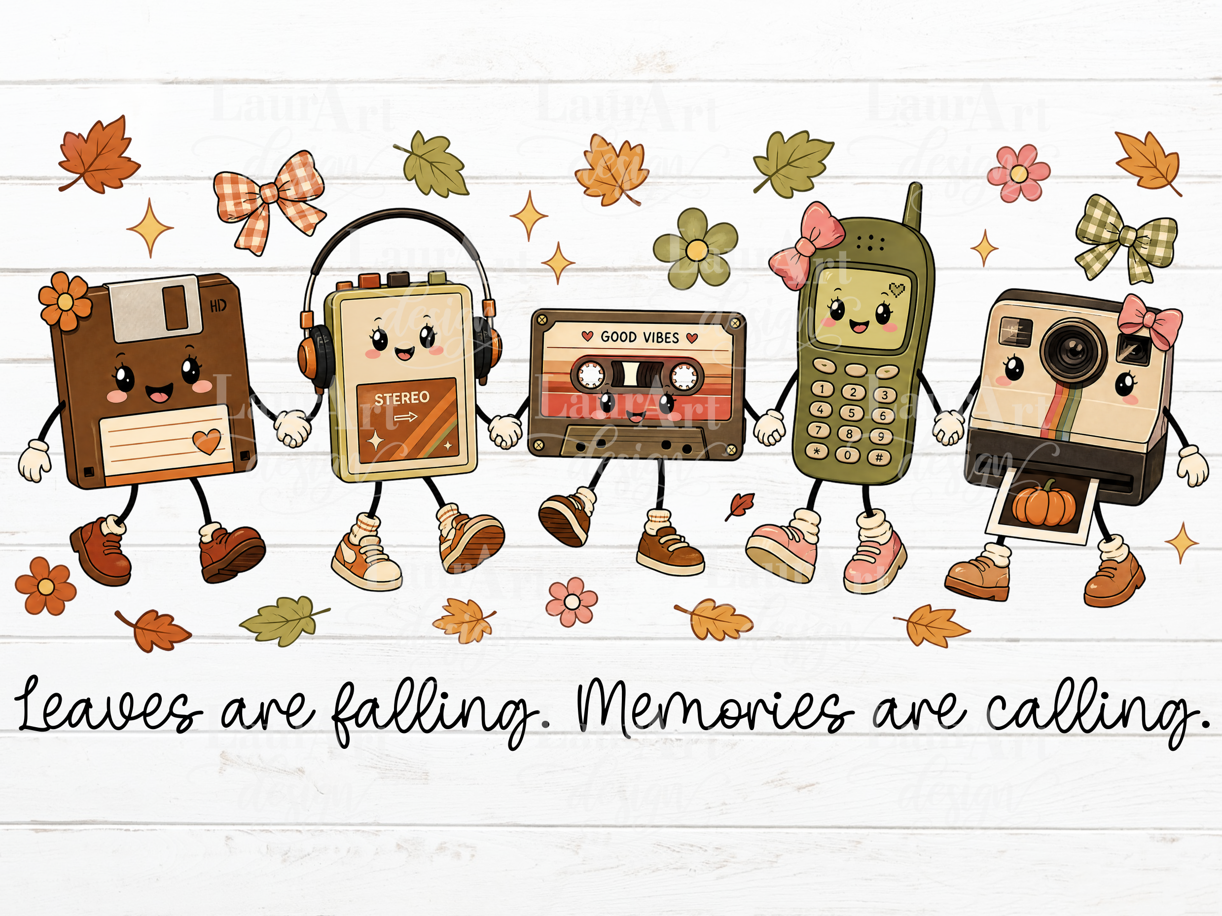 Retro Fall Cartoon Clipart Autumn Doodle