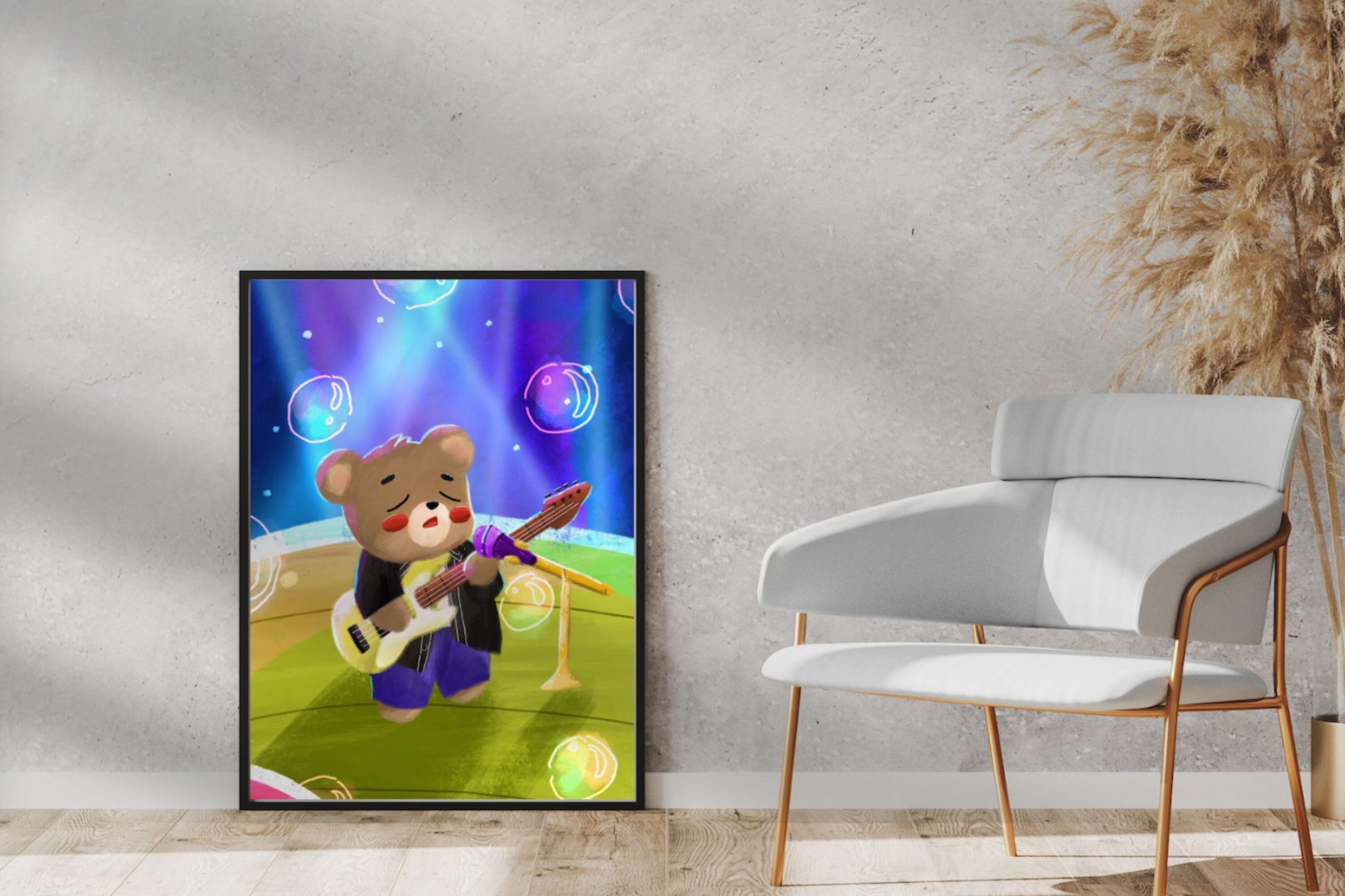 Singer Guitarist Bear Wall Art