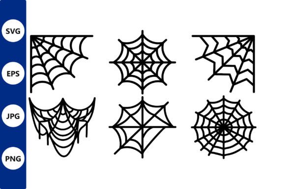 Six Spider Webs Vector Set