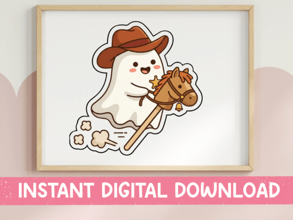Smiling Cowboy Ghost Stick Horse Art