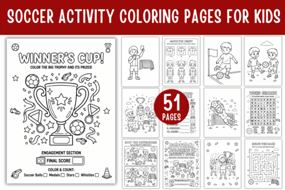 Soccer Activity Coloring Kids Book