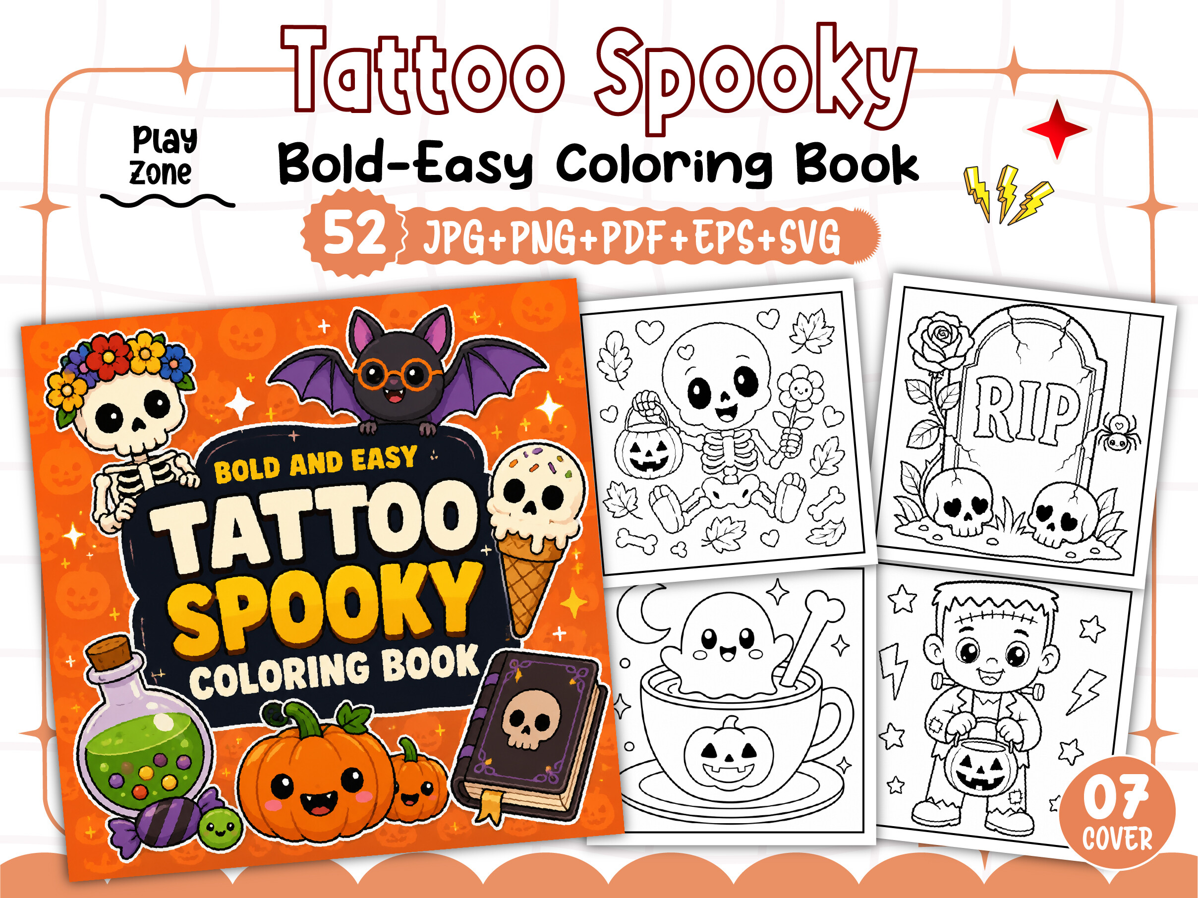 Spooky Tattoo Coloring Book Bold Easy