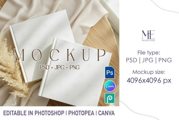 Square Guest Book Mockup Hardcover