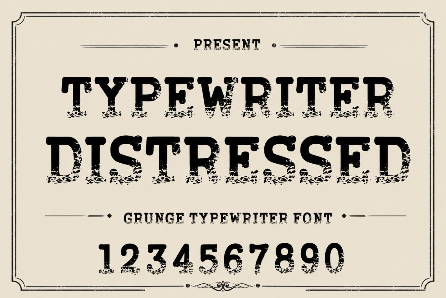Typewriter Distressed preview: strong old-document wear