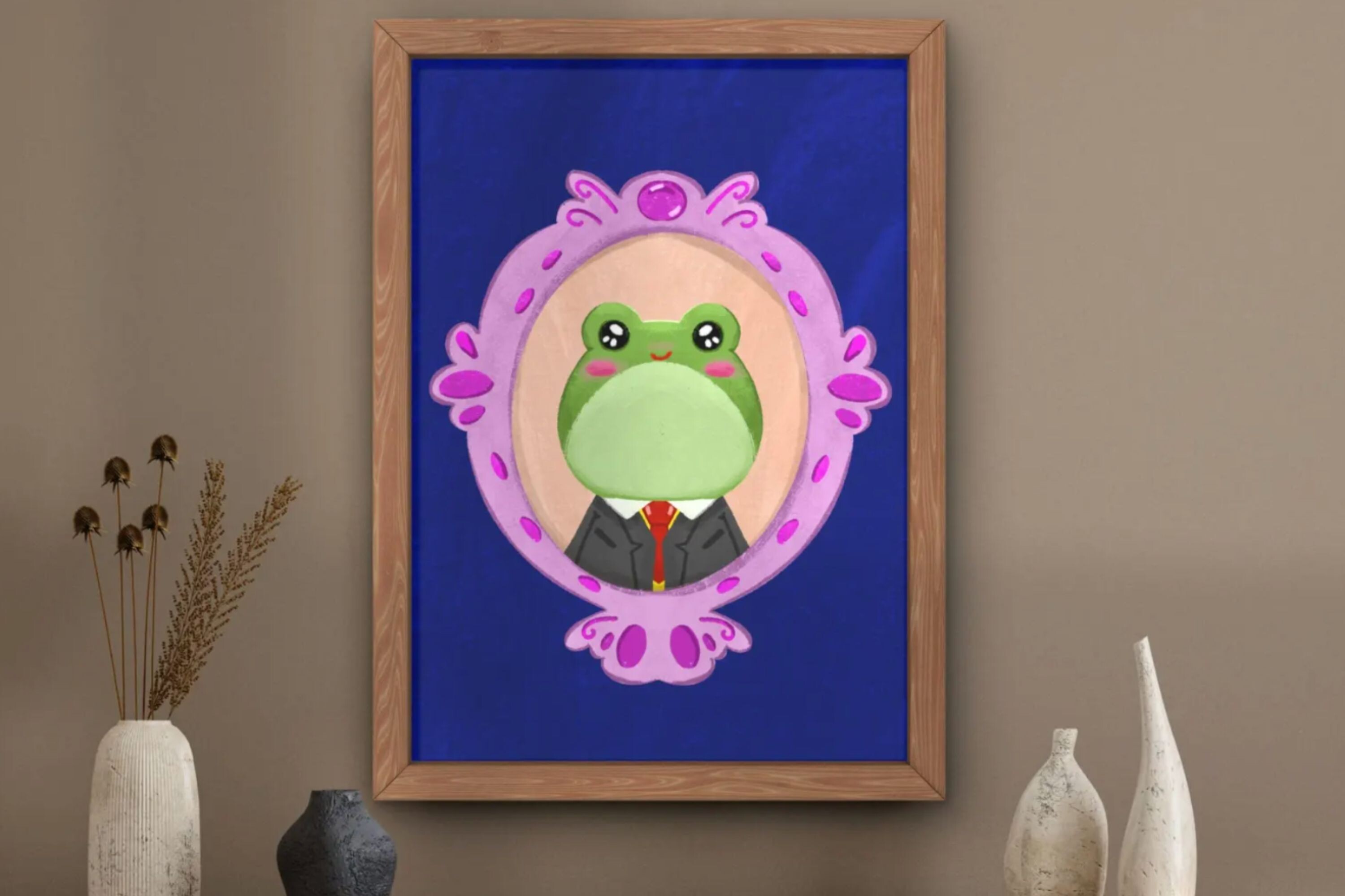 Vintage Frog Portrait Wall Art Whimsical
