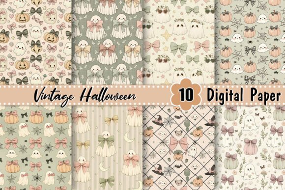 Vintage Ghost Bow Halloween Bundle