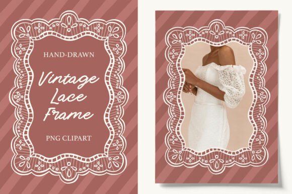 Vintage Lace Frame Background PNG