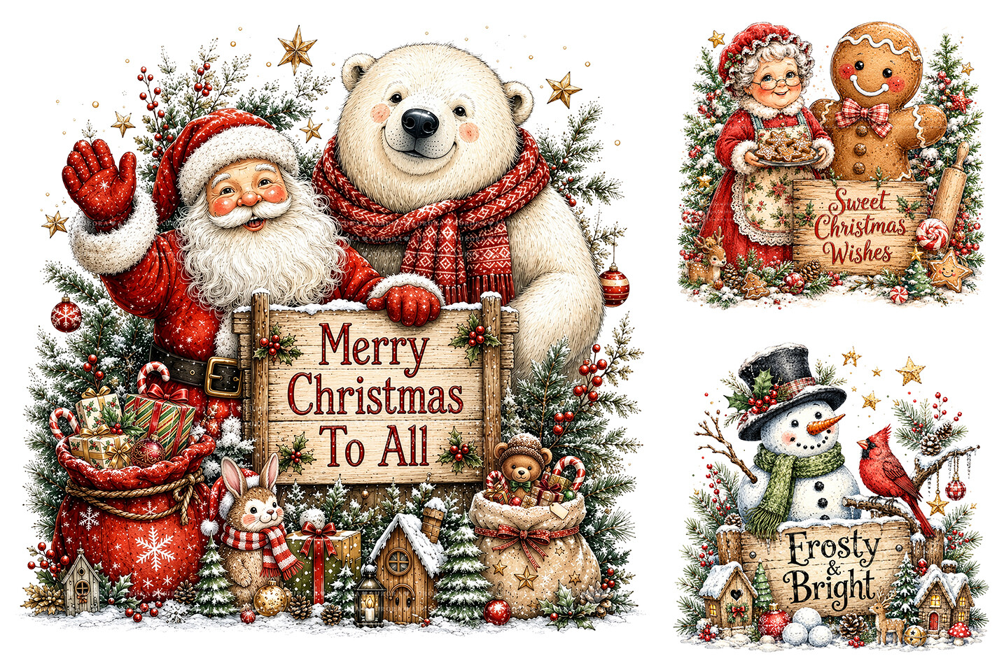 Whimsical Christmas Clipart Bundle