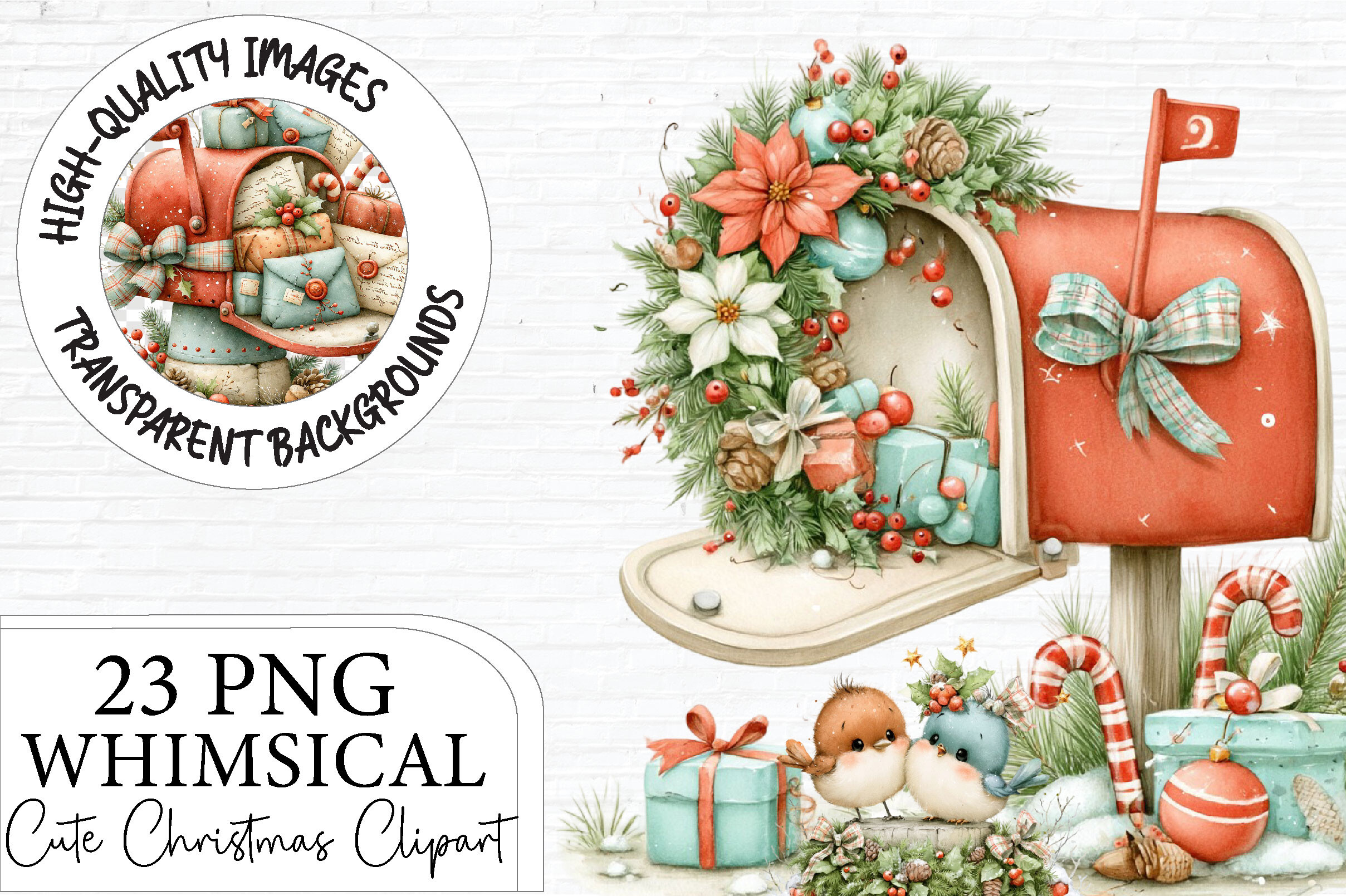 Whimsical Christmas Clipart Bundle PNG - photo 1
