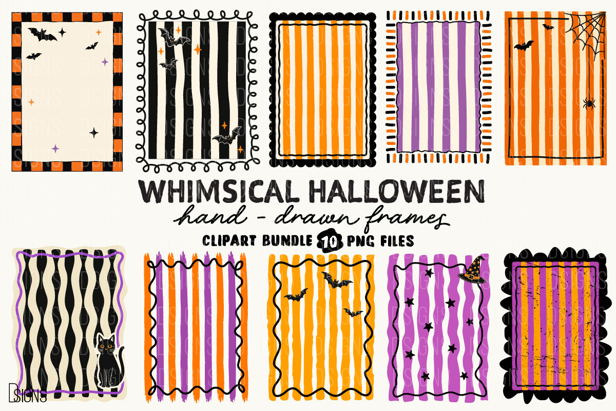 Whimsical Halloween Stripes Frame Bundle