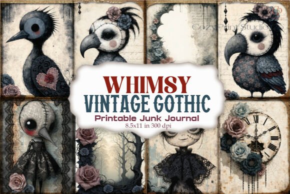 Whimsy Vintage Gothic Junk Journal Pages