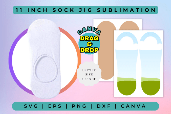 11 inch sock jig editable Canva template