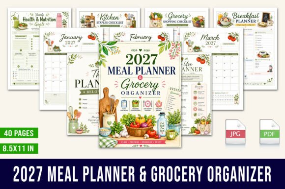 2027 Meal Planner & Grocery Organizer