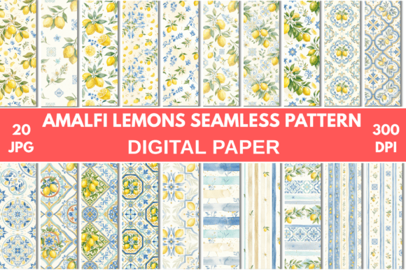 Amalfi Lemons Seamless Patterns Bundle