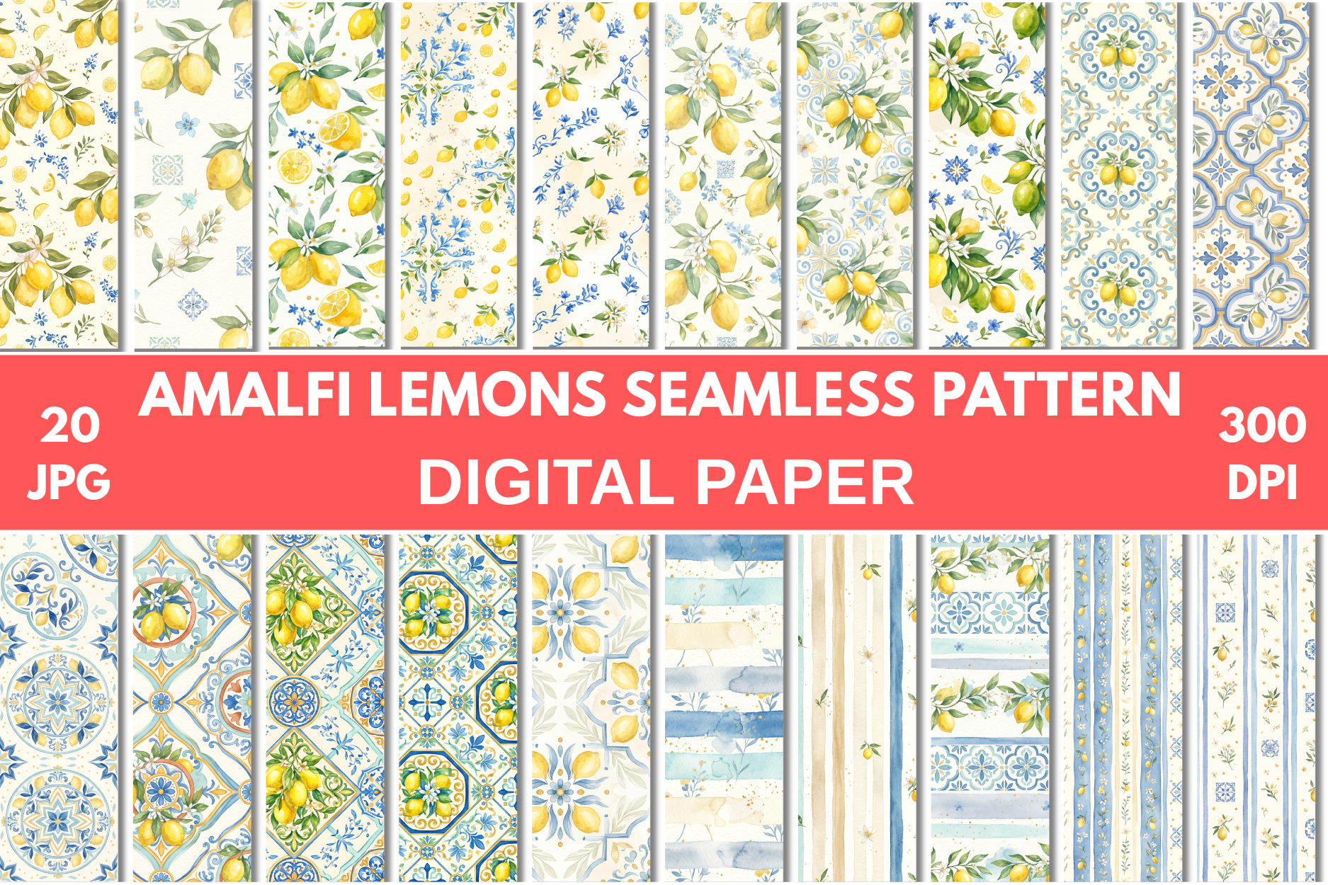Amalfi Lemons Seamless Patterns Bundle