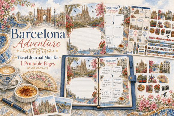 Barcelona Travel Journal Mini Kit